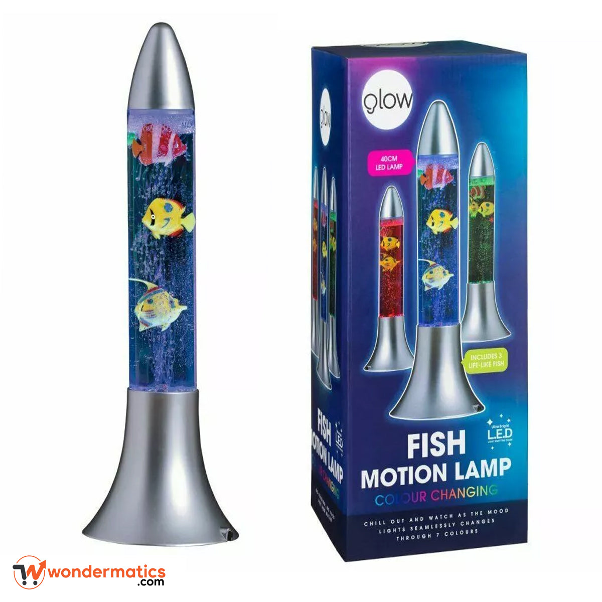 LED Rocket Bubble Fish Lamp with soothing aquarium night light effect
