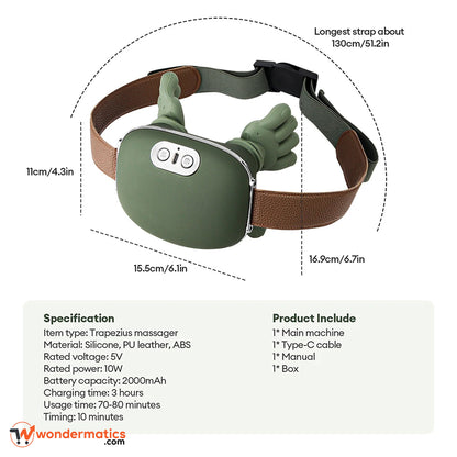 Cordless massager with adjustable strap for multi-area comfort