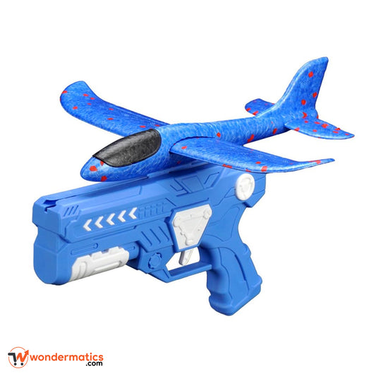 long range flying airplane toy with launcher gun