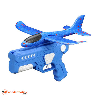 long range flying airplane toy with launcher gun