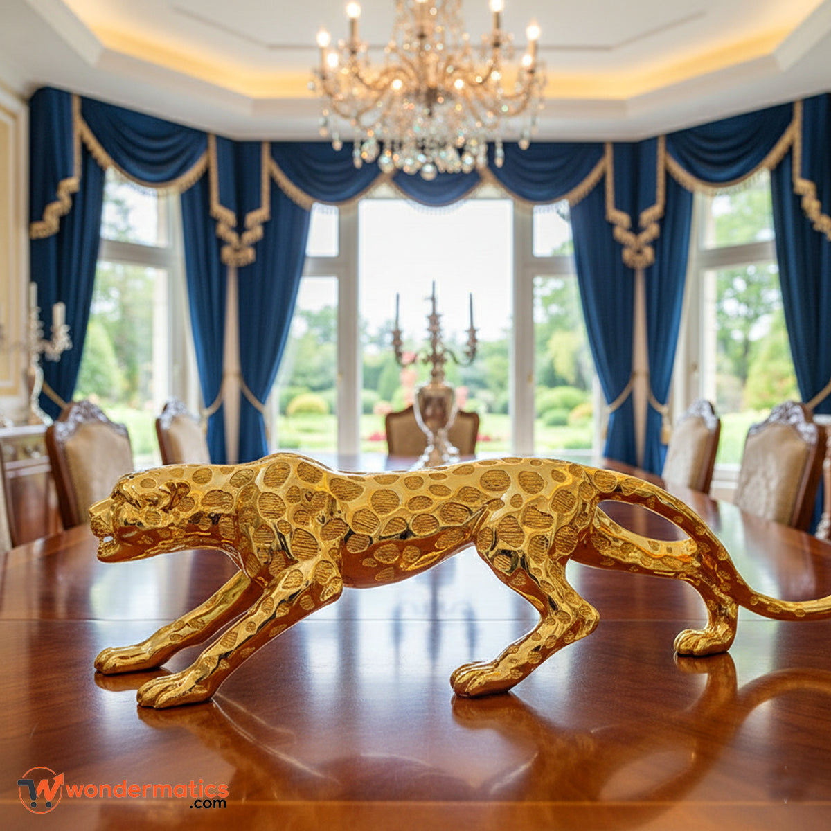 luxury animal sculpture golden leopard statement decor