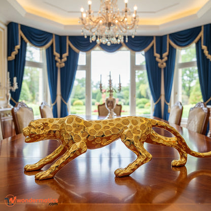 luxury animal sculpture golden leopard statement decor