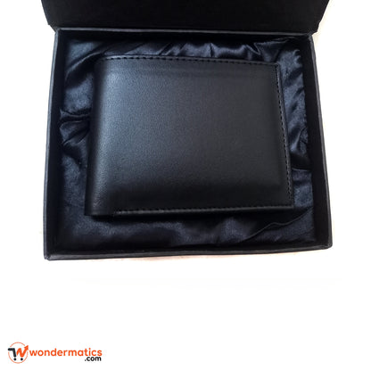 Men’s slim black leather wallet – durable bifold with multiple card slots