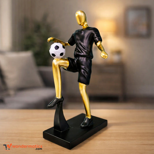Modern abstract football player statue for home and office decor