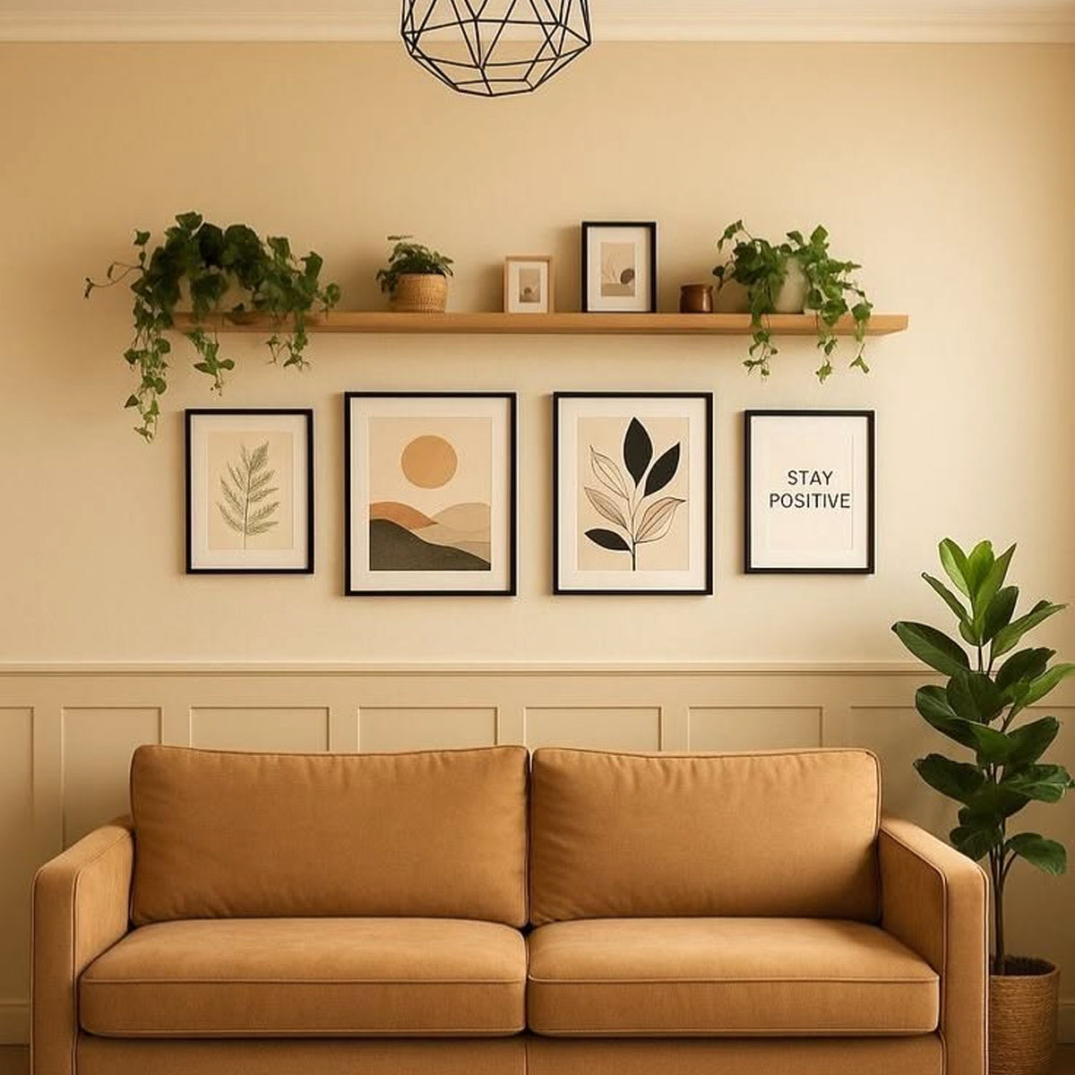 Modern Boho Wall Decor Frames Set of 4 – Black Glass Frames 8x10 & 10x12 Customizable