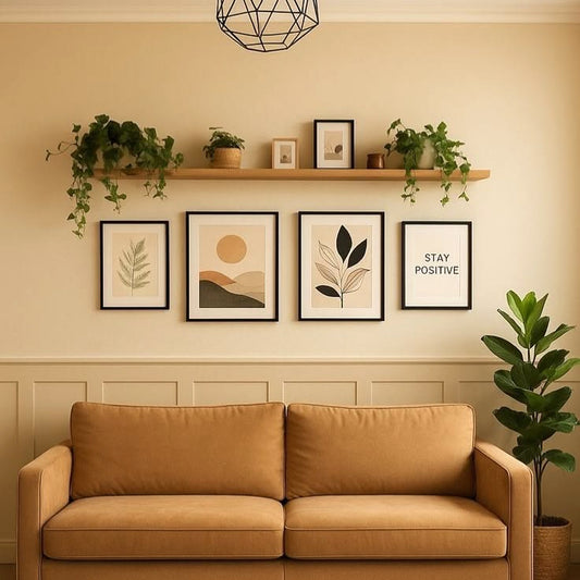 Modern Boho Wall Decor Frames Set of 4 – Black Glass Frames 8x10 & 10x12 Customizable