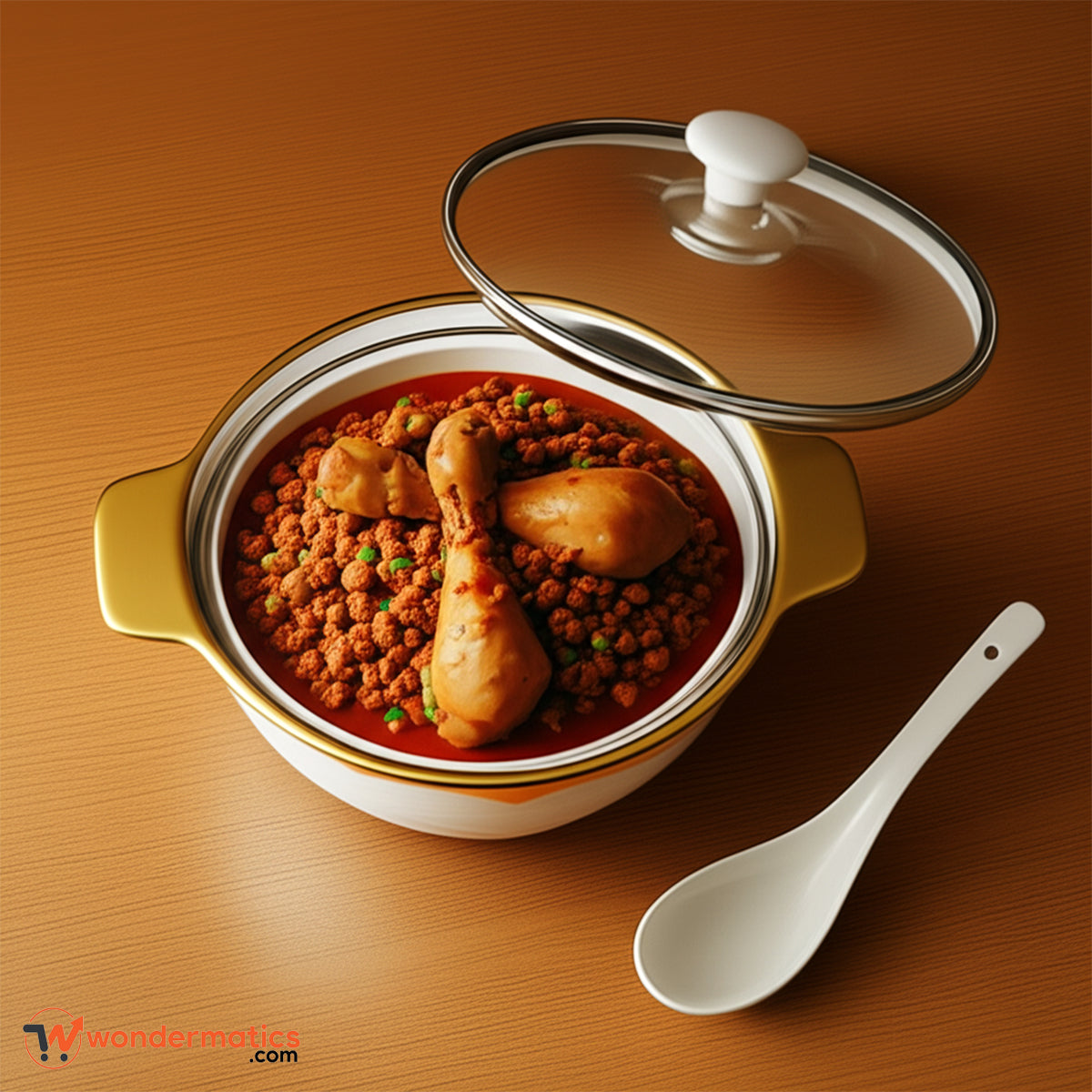 Ceramic cookware bowl with lid and handles – modern kitchen serveware