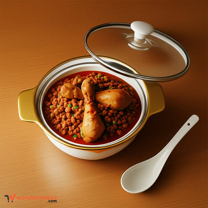 Ceramic cookware bowl with lid and handles – modern kitchen serveware