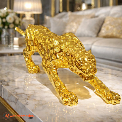 modern luxury golden leopard statue for living room and office