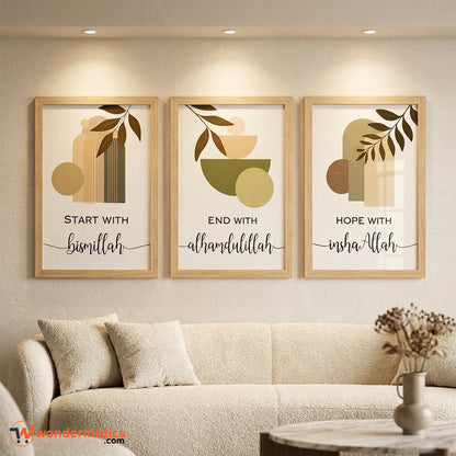 Modern Islamic Wall Art Frames with HD Print and Glass Front for Home and Office