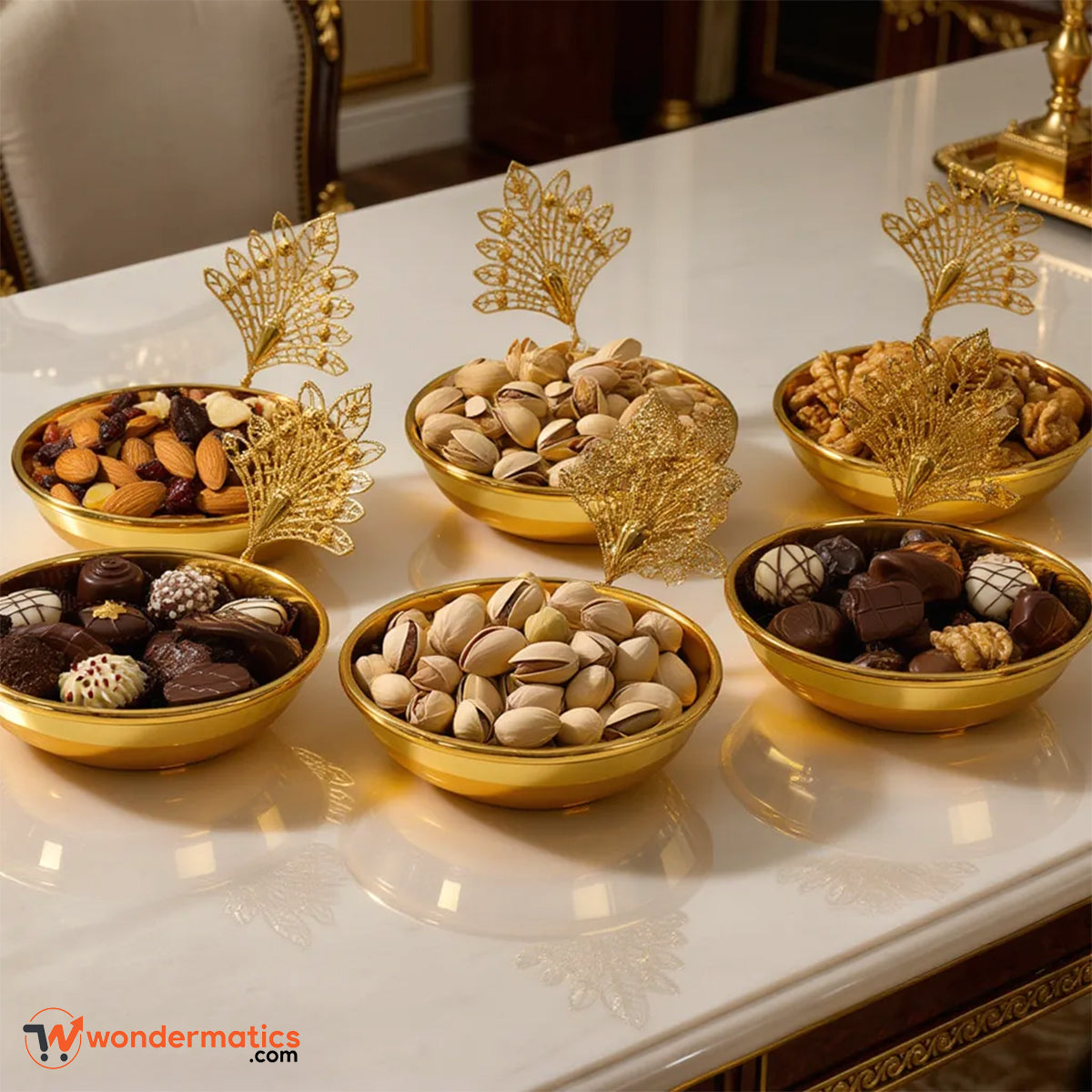 Multipurpose electroplated golden bowls for snack serving and table decor