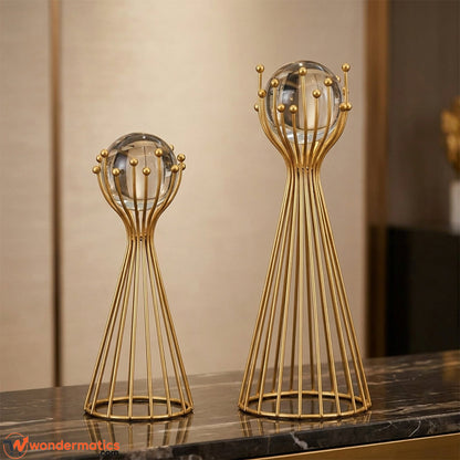 Nordic Gold Crystal Ball Showpiece Styled on Console Table