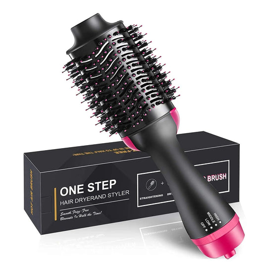 One step hair dryer and volumizer brush for fast drying and styling