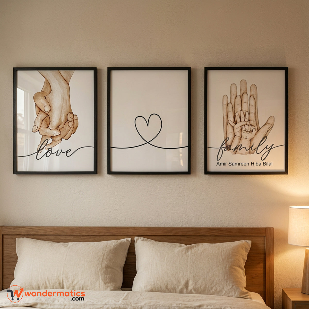 Personalized love family hand design frame set of 3 custom 10x12 wall decor for living room