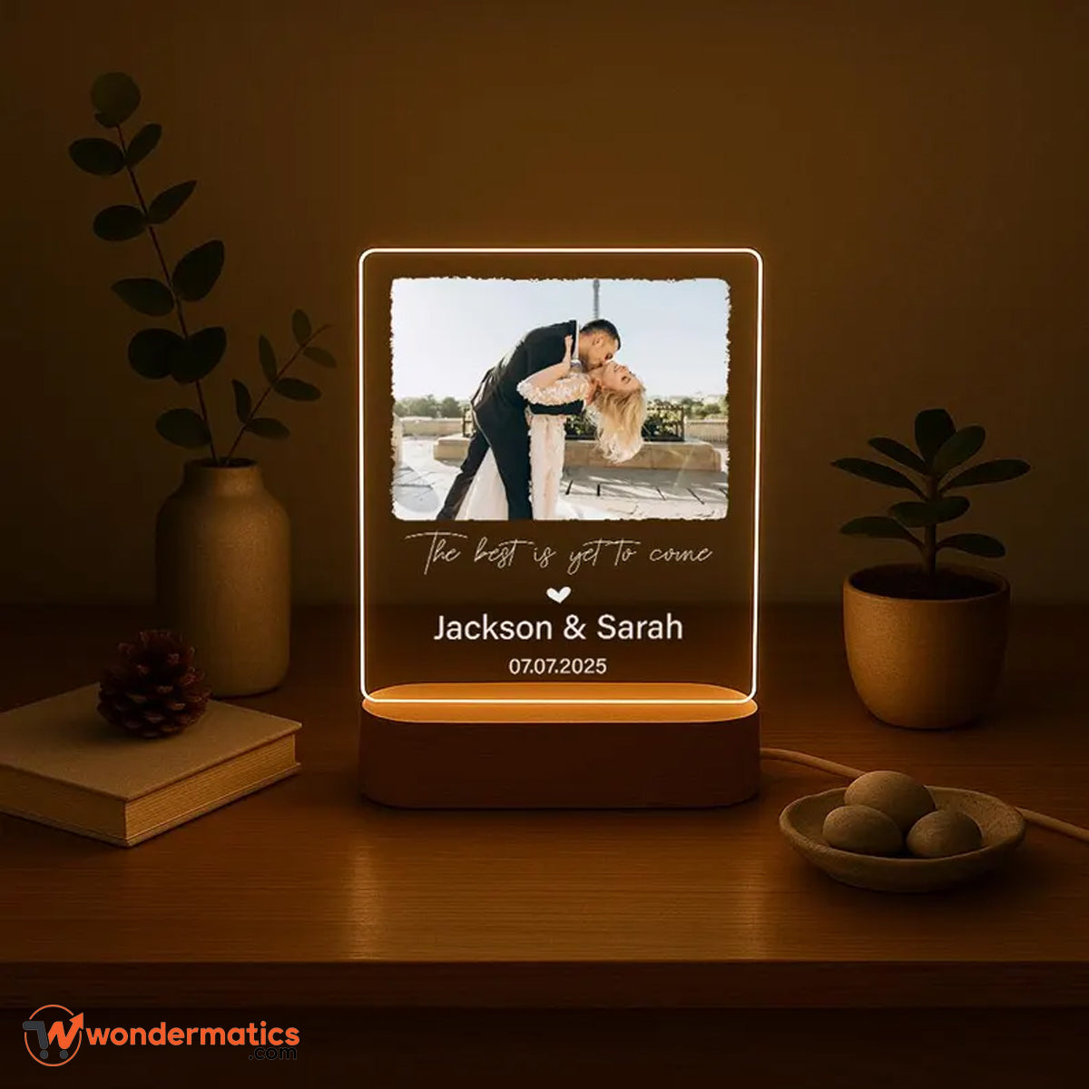 Personalized bedside lamp with warm LED lighting
