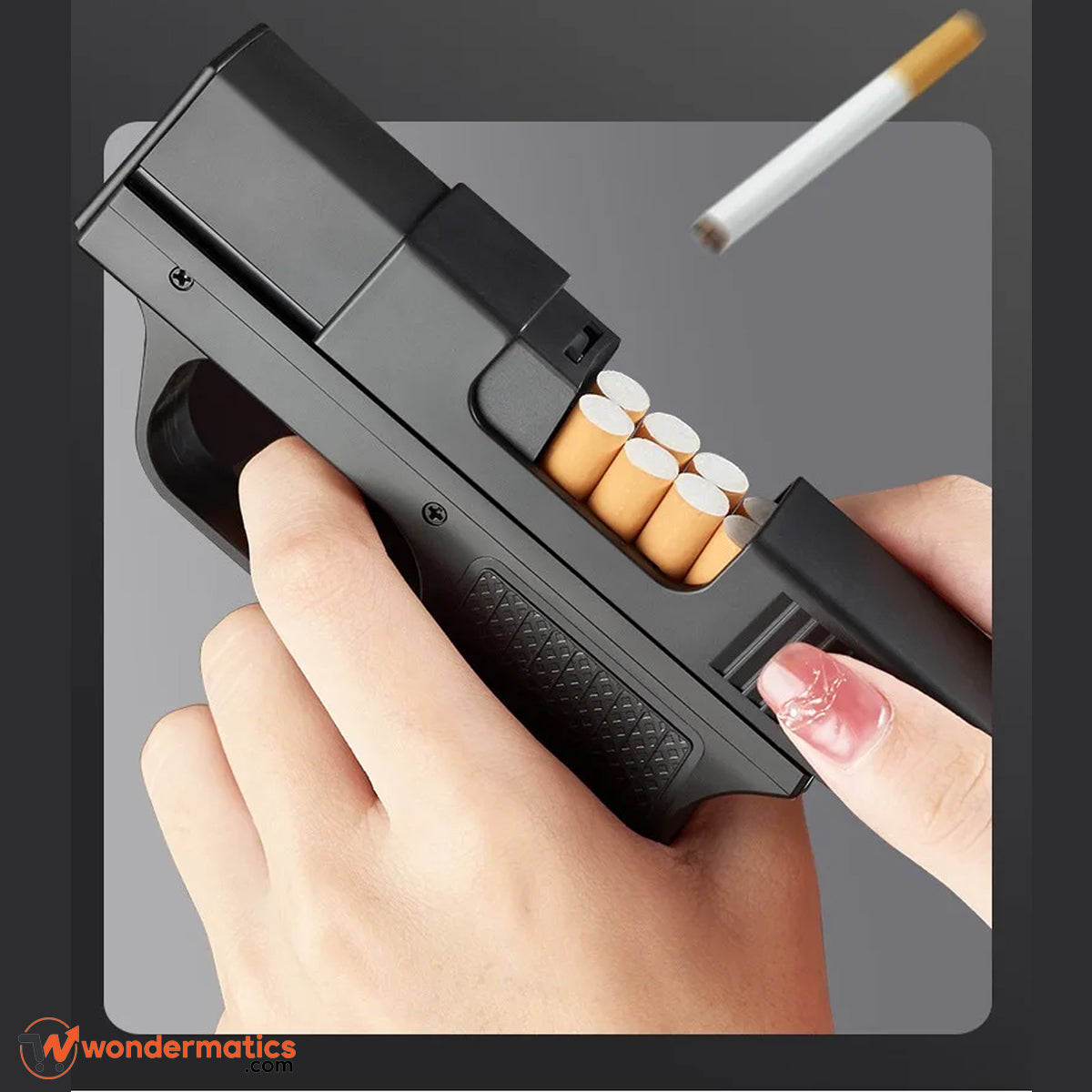 Portable gun design lighter case for cigarettes