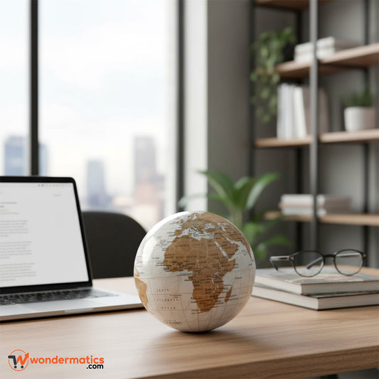 Premium 7 inch battery operated rotating globe for modern home and office decor