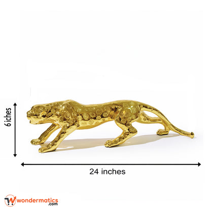 premium resin and metal golden leopard decorative showpiece