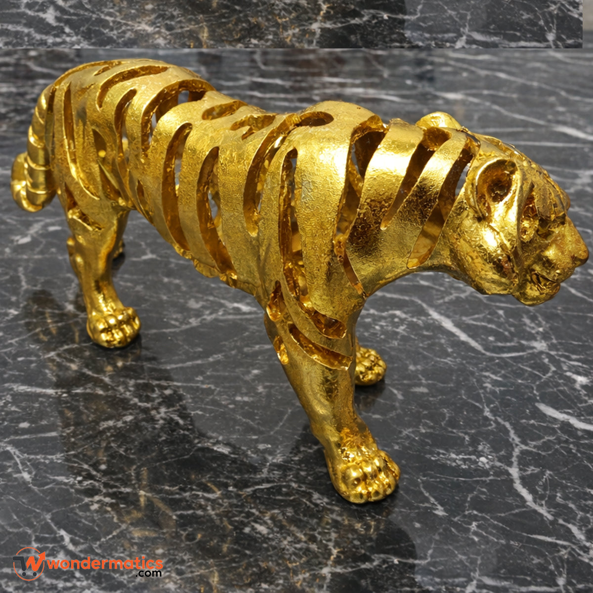 Premium golden tiger statue home and office table decor