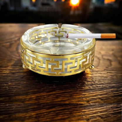 Premium golden tray centerpiece for home décor, ideal for shelves, desks, and living rooms