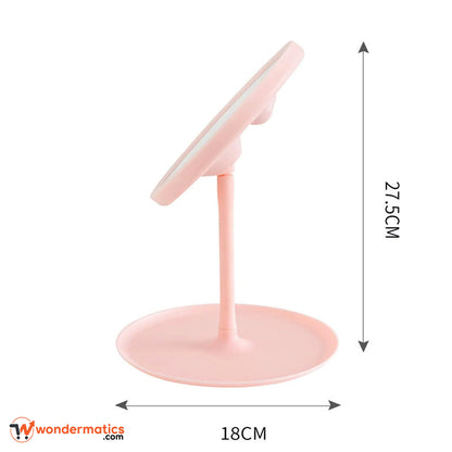 Rechargeable Pink Vanity Mirror – Portable LED Beauty Mirror for Home and Travel