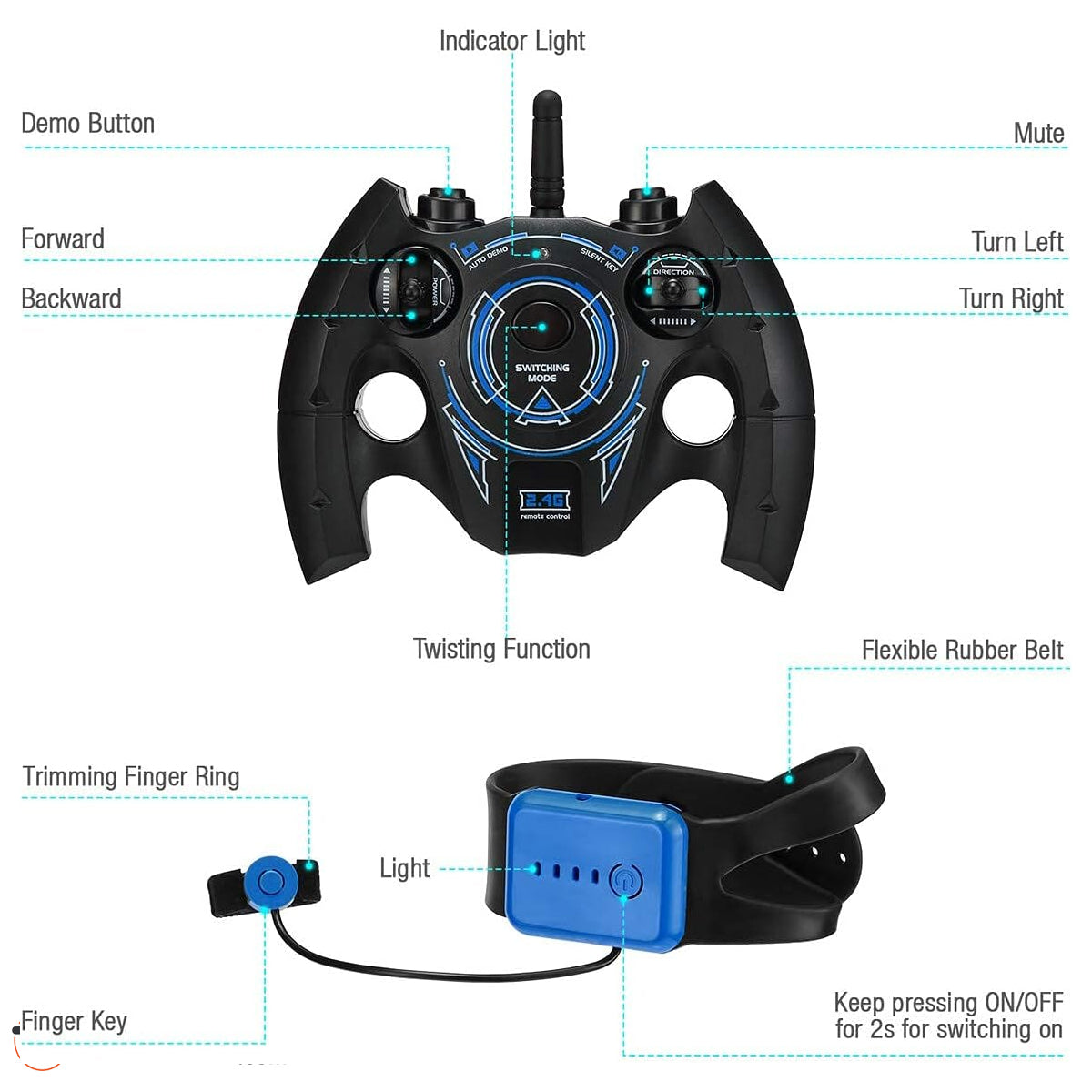 Rechargeable RC stunt vehicle with transformable design