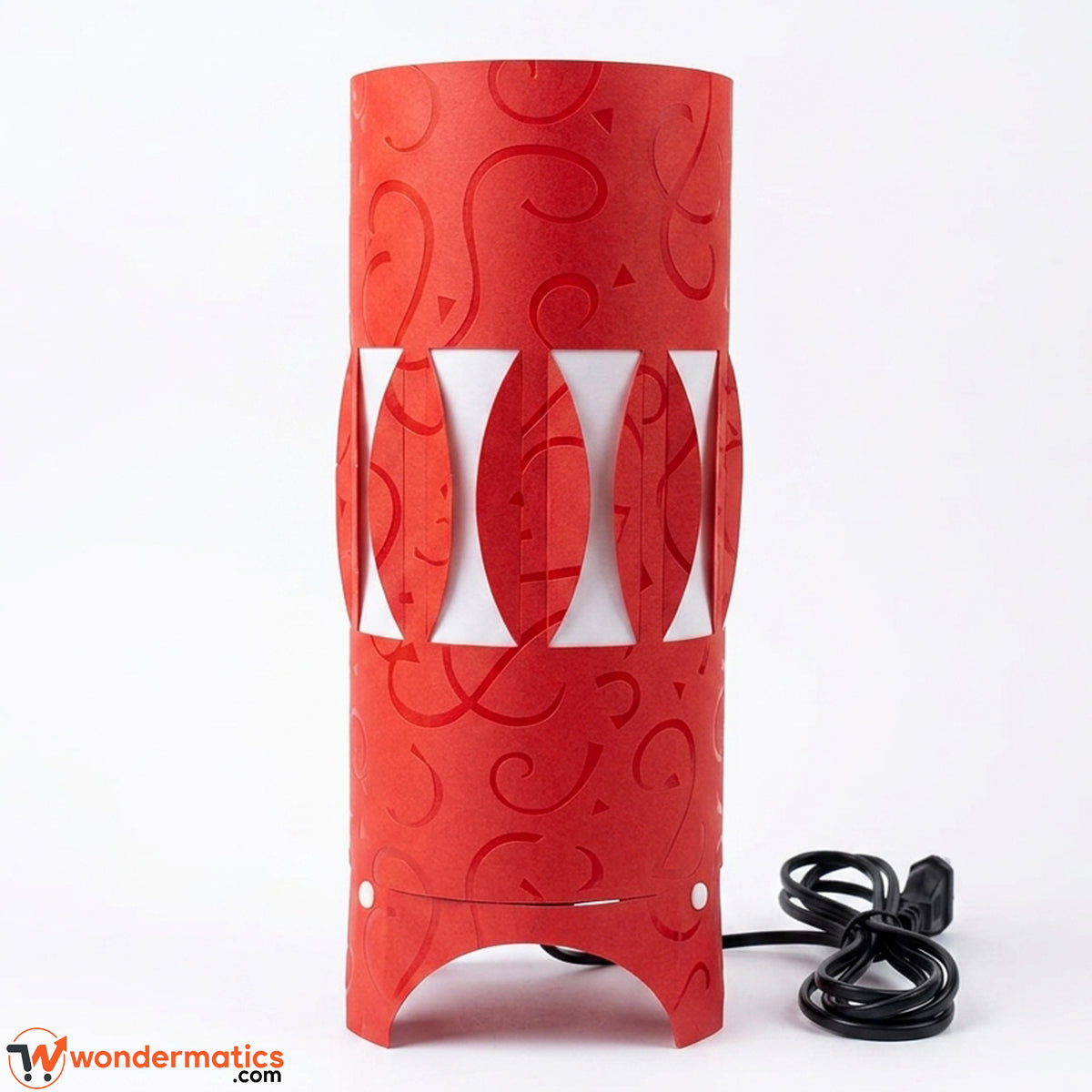 Red and white PVC table lamp 11 inch heat resistant on white background