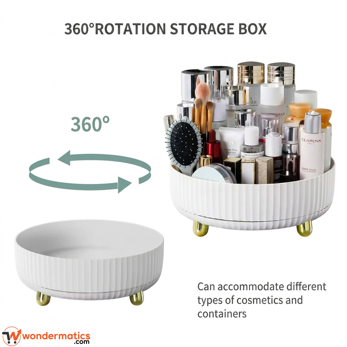 rotating 360 multipurpose round shape storage tray for toiletries and and vanity essentials