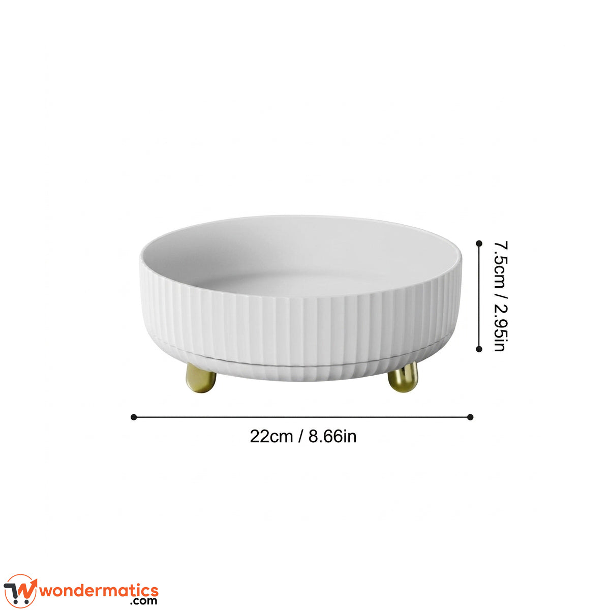 Size reference image of round rotating organizer tray