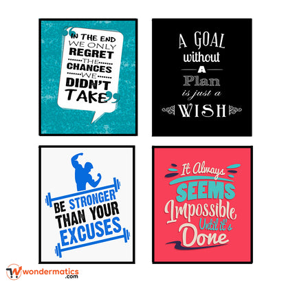 Reusable set of 4 motivational frames for wall hanging and table display