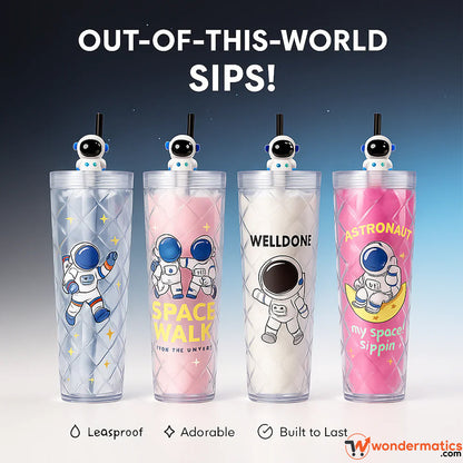 Space explorer tumbler with straw for kids