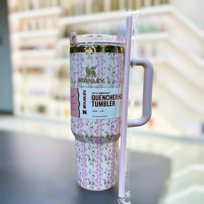 Stanley x LoveShackFancy 1200ml pink floral tumbler, stylish hydration for everyday use