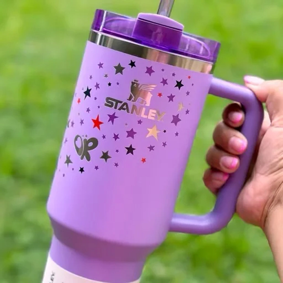 Stanley Olivia Rodrigo collaboration tumbler in purple brushstroke design
