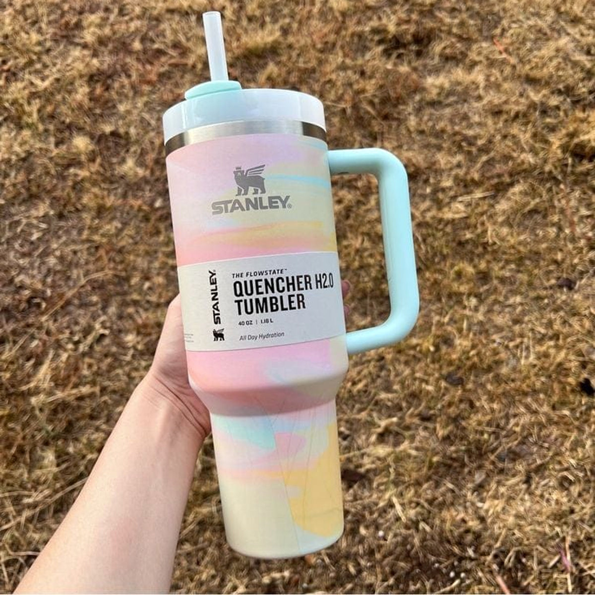 Stanley Quencher H2.0 40oz Tumbler – Warm Serene Brushstroke Front View