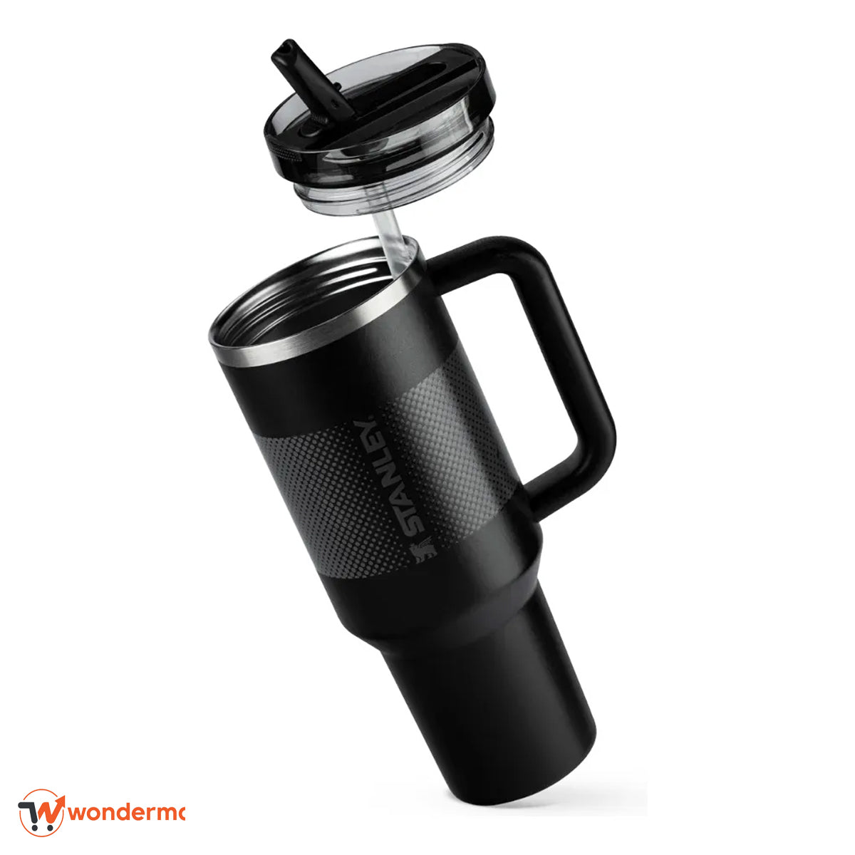 Stanley Quencher Protour Black Insulated Tumbler – wide mouth and straw detail