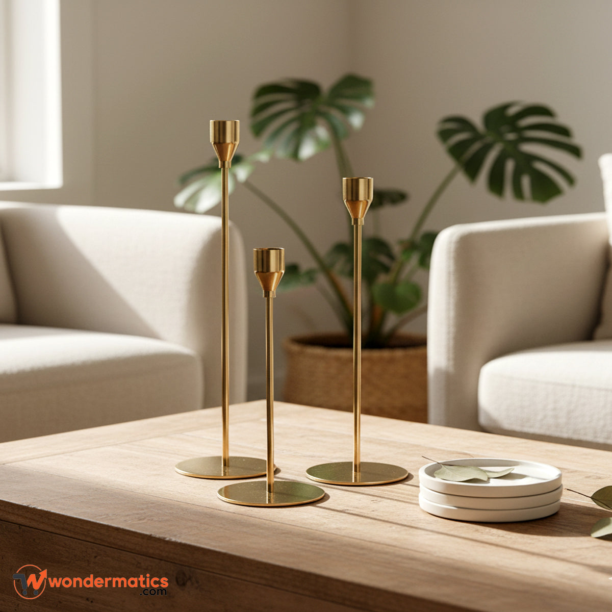 stylish golden candle stands set for home decoration and special occasions