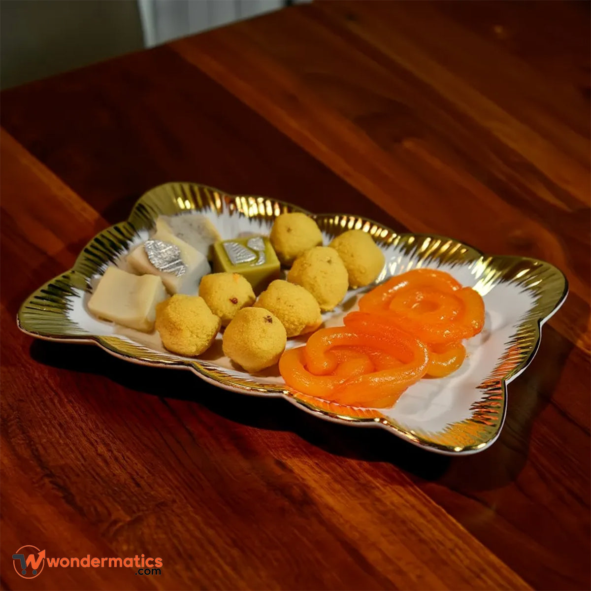 Luxury white ceramic serving ware with gold edge – durable and easy to clean