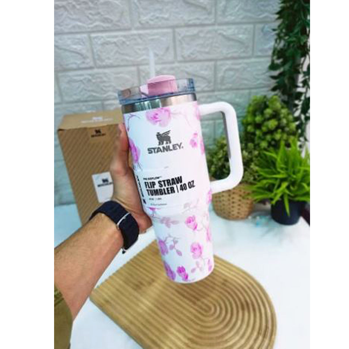 Trendy Stanley x LoveShackFancy tumbler with floral aesthetic