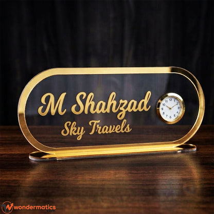 Acrylicj personalized name table clock for travel agency