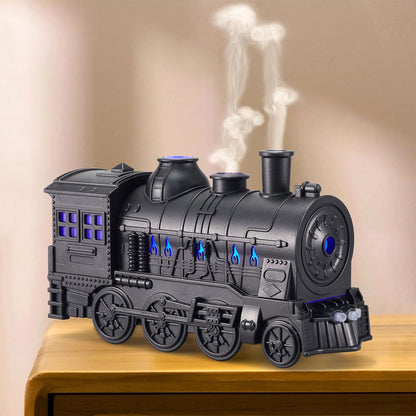 Mini train humidifier with LED lights for desk and home