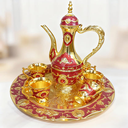 Turkish coffee and tea set with pot six cups and serving tray
