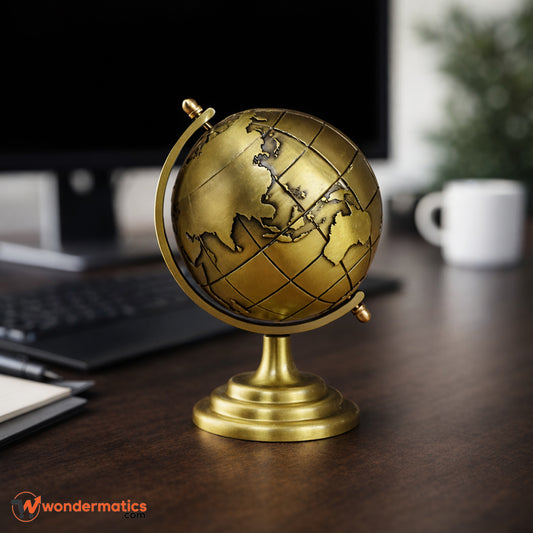 Vintage antique metal globe world map decorative showpiece