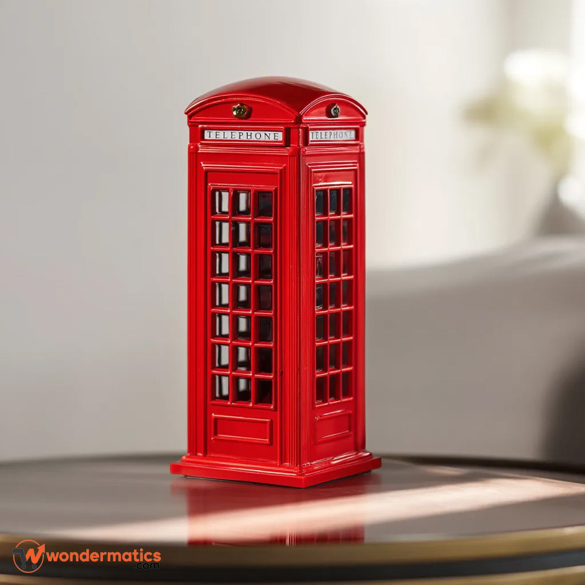 vintage british red telephone booth metal model home decor