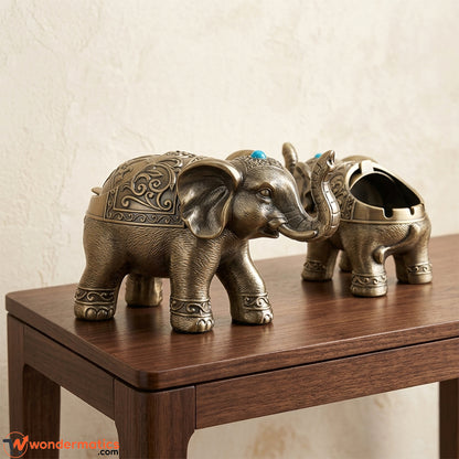 vintage brass elephant ashtray decoration for home and office decor