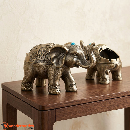 vintage brass elephant ashtray decoration for home and office decor