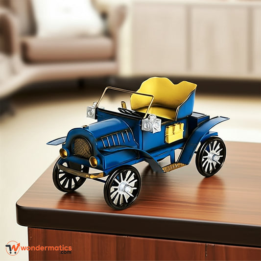 vintage-metal-classic-car-model-front-view.jpg — Vintage metal classic car model front view antique retro car showpiece for home decor