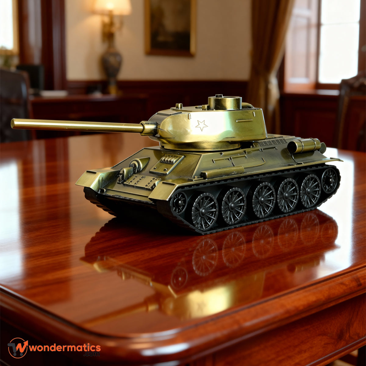 vintage metal T-34 tank miniature home decor collectible