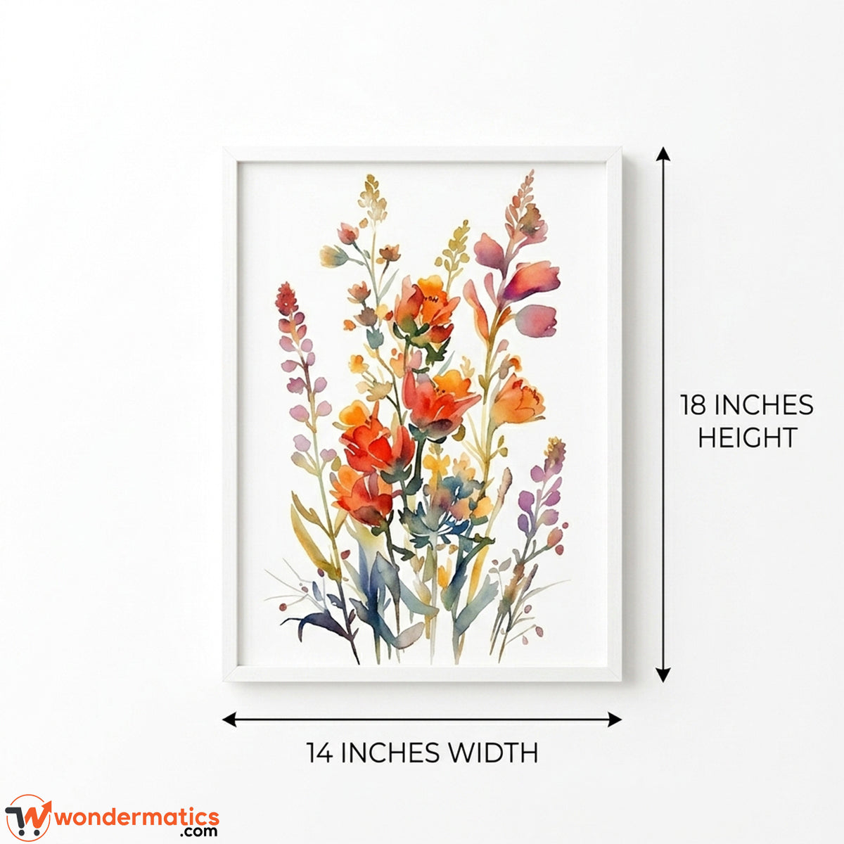 14x18 inch white wall frame size comparison reference showing dimensions for Pakistani home decor buyers