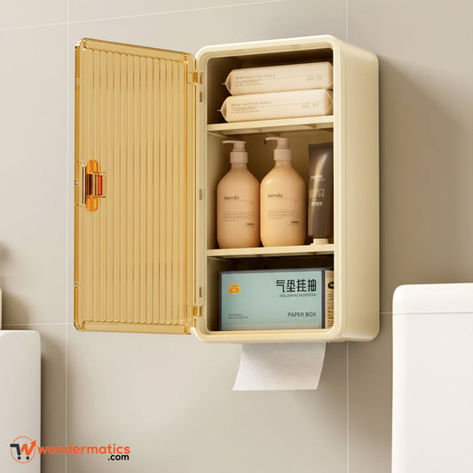Wall-mounted bathroom storage cabinet for toiletries and essentials