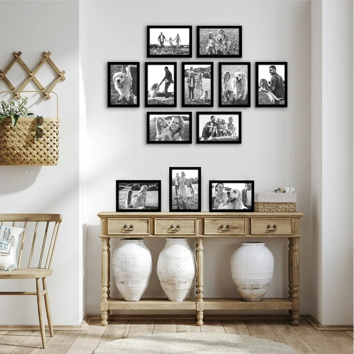 Photo frame on wall with family picture